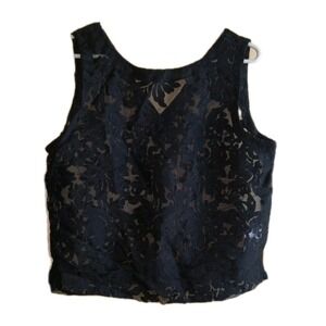 Banana Republic Womens Sz M Black Lace Tank Top Witchy Whimsigothic Goth Grunge